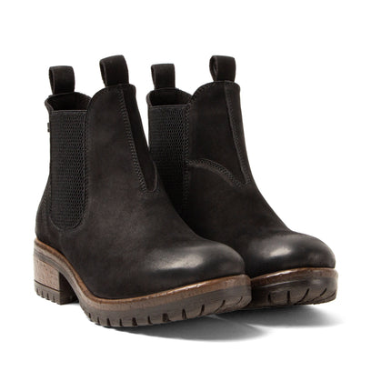 Lia Damen Leder Chelsea-Boots Black
