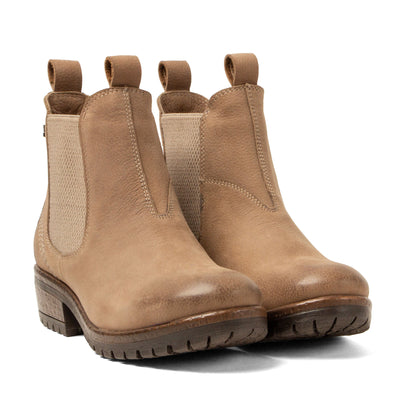 Lia Dames Leder Chelsea-Boots Taupe