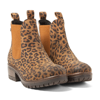 Mia Dames Wildleder Chelsea-Boots Tan/Leo