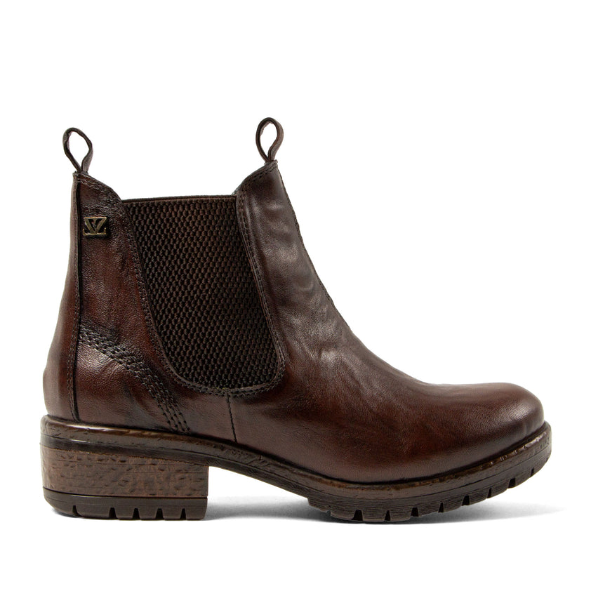 Ria Damen Leder Chelsea-Boots Brown