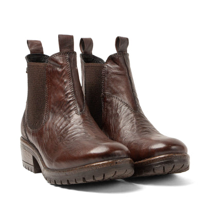 Ria Damen Leder Chelsea-Boots Brown