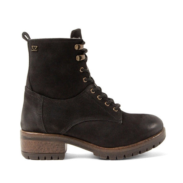 Kia Damen Leder-Schnürboots Black