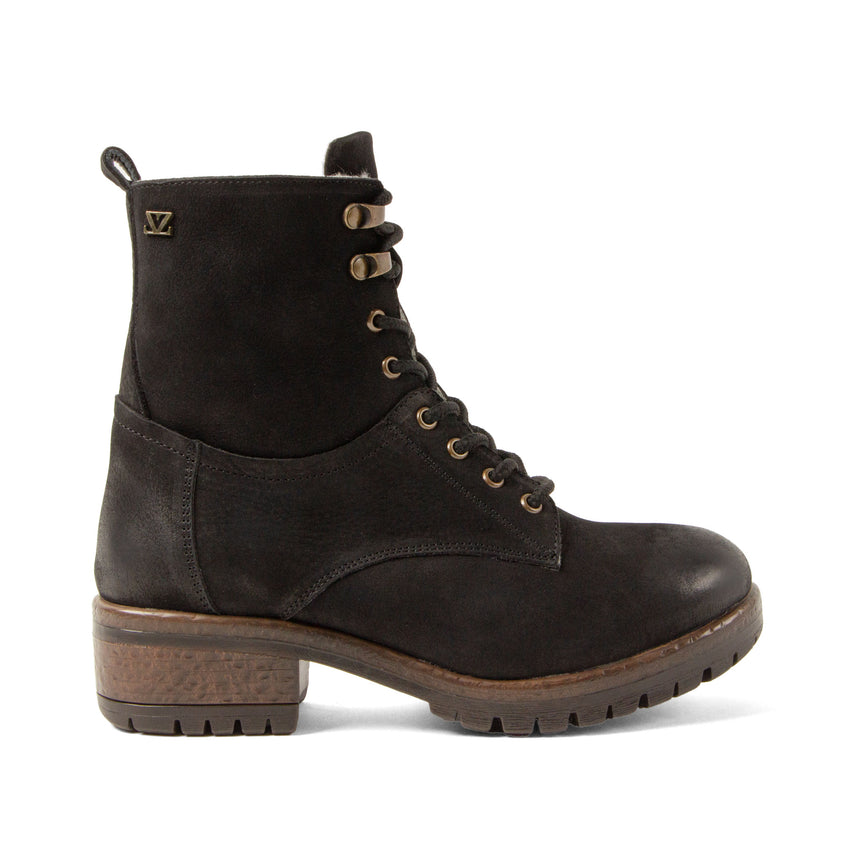 Kia Damen Leder-Schnürboots Black