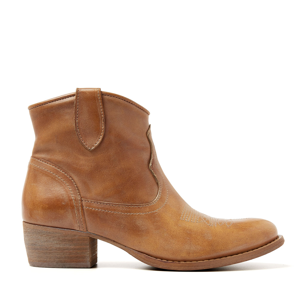 Fleur Damen Western Boots Leder Cognac