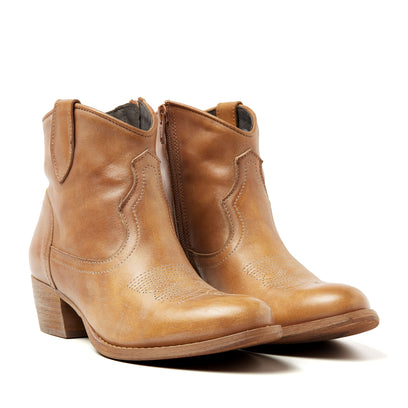 Fleur Damen Western Boots Leder Cognac