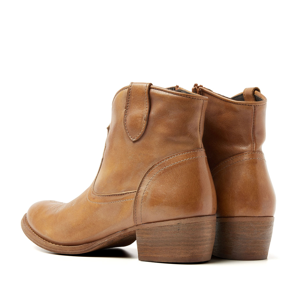 Fleur Damen Western Boots Leder Cognac