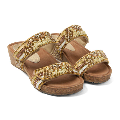 Sol Damen Leder-Pantoletten Beige