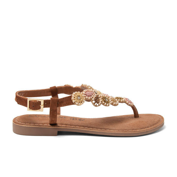 Maritza Damen Leder-Sandalen Tan
