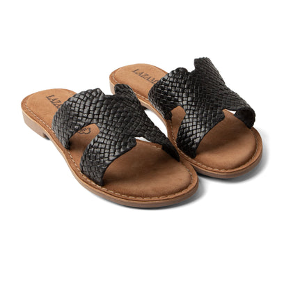Flor Damen Leder-Pantoletten Black
