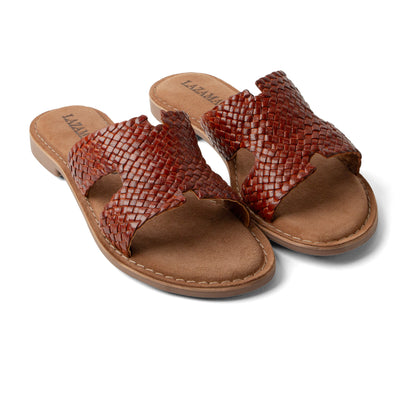 Flor Damen Leder-Pantoletten Tan