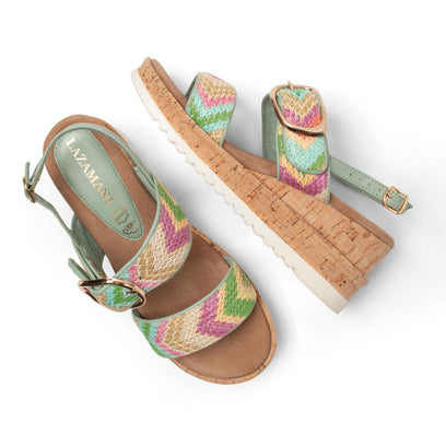 Carla DamenSandalen Raffia Green