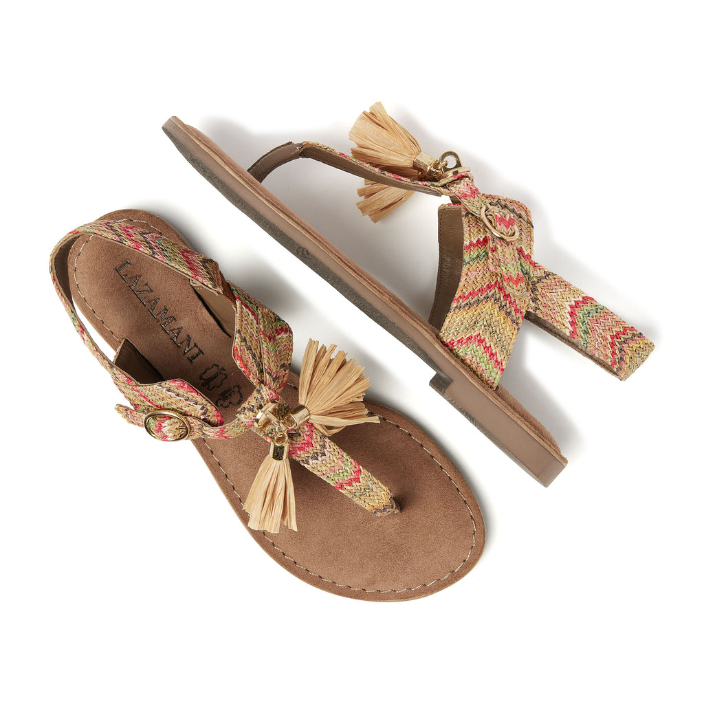 Noa Damen Raffia-Sandalen Brown