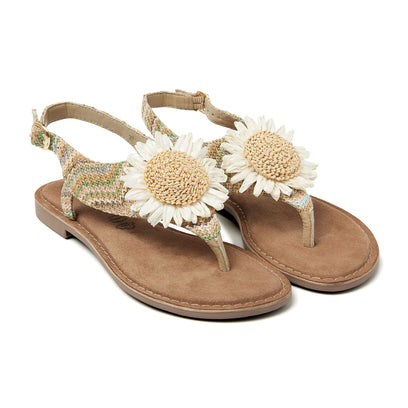 Damen Sandalen Raffia 75.120 Beige