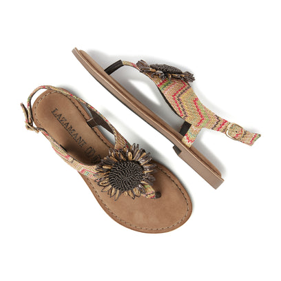 Damen Sandalen Raffia 75.120 Brown