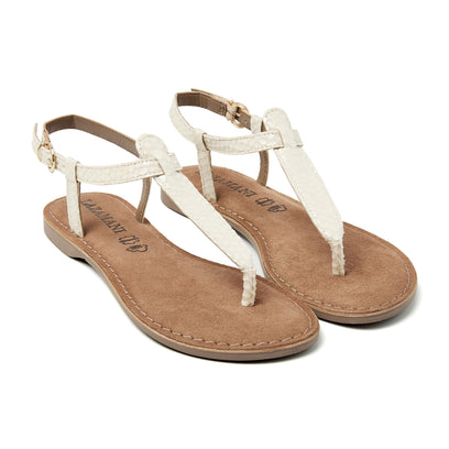 Damen Leder-Sandalen 75.606 Off-White