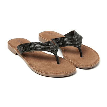 Ilja Damen Leder-Zehentrenner Black