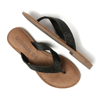 Ilja Damen Leder-Zehentrenner Black