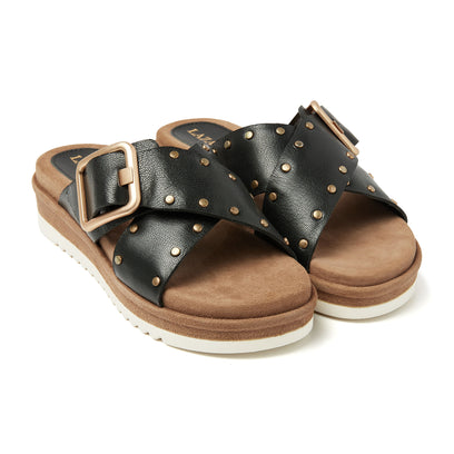 Damen Leder-Pantoletten 75.843 Black