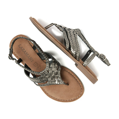 Valerie Damen Ledersandalen Pewter