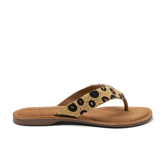 Ebba Damen Leder-Zehentrenner Beige