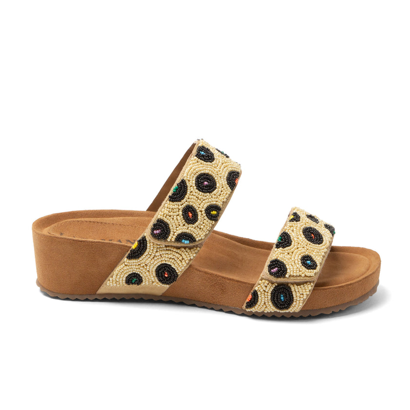 Ellie Damen Leder-Pantoletten Beige