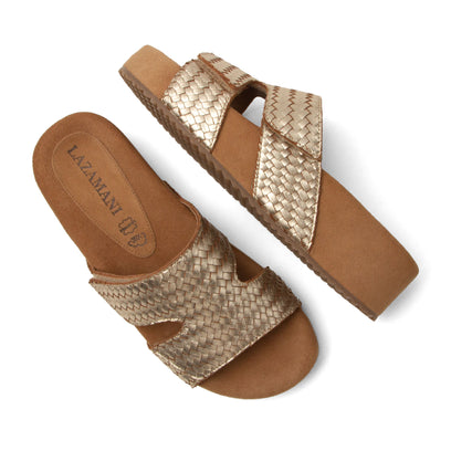 Mille Damen Leder-Pantoletten Gold