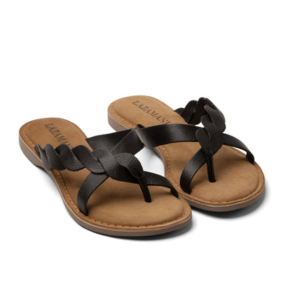 Avi Damen Leder-Zehentrenner Black