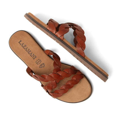 Edsi Damen Leder-Pantoletten Tan