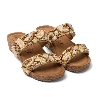 Dagmar Damen Leder-Pantoletten Beige