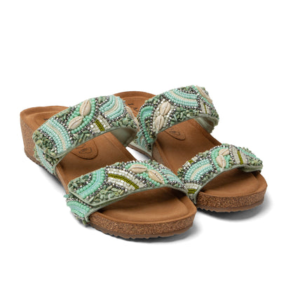Dagmar Damen Leder-Pantoletten Mint