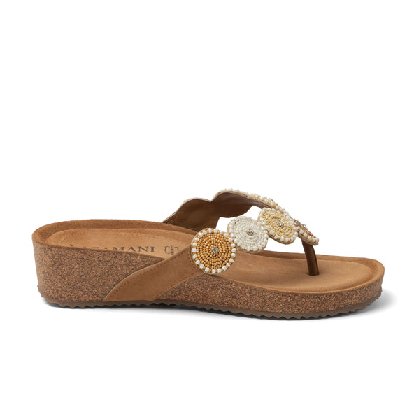 Mare Damen Wildleder-Zehentrenner Beige