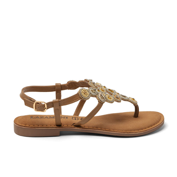 Dante Damen Leder-Sandalen Beige