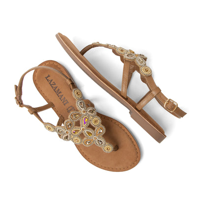 Dante Damen Leder-Sandalen Beige