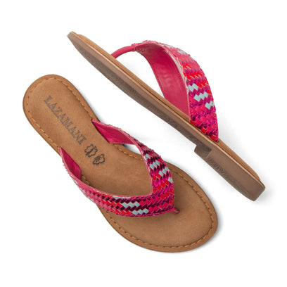 Tess Damen Leder-Zehentrenner Fuxia