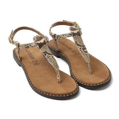 Ayla Damen Leder-Sandalen Beige