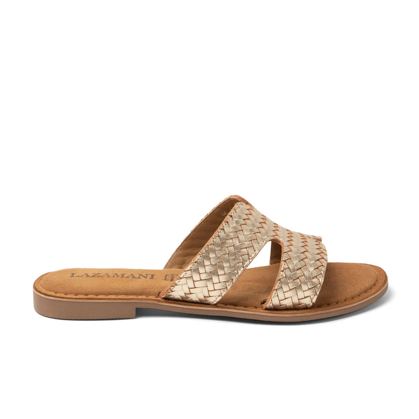 Puck Damen Leder-Pantoletten Gold