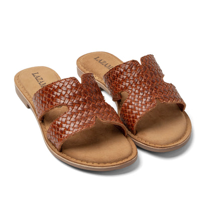 Puck Damen Leder-Pantoletten Tan