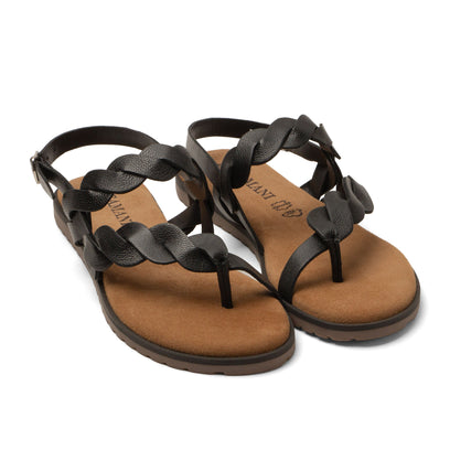 Jona Damen Leder-Sandalen Black