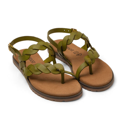 Jona Damen Leder-Sandalen Green