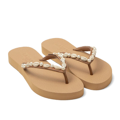 Whitsundays Beach Damen Flip Flops Beige