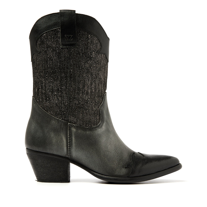 Céline Damen Leder Cowboy-Stiefel Pewter