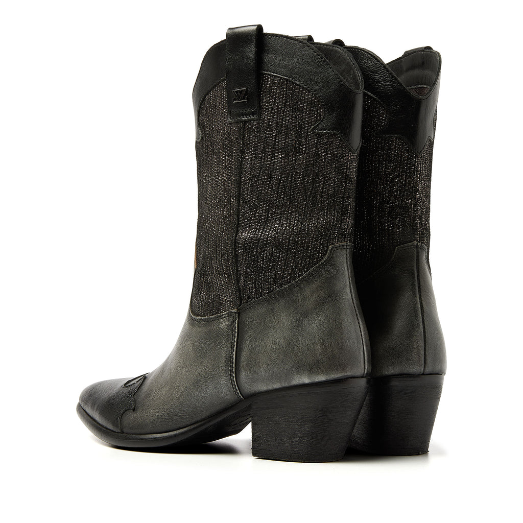 Céline Damen Leder Cowboy-Stiefel Pewter