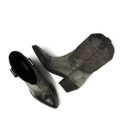 Céline Damen Leder Cowboy-Stiefel Pewter