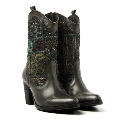 Marthe Damen Leder-Stiefeletten Silver