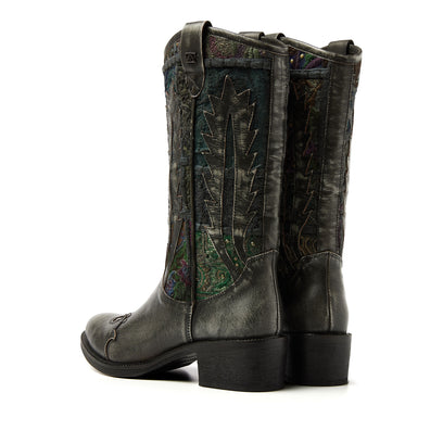 Paige Damen Leder-Stiefel Silver