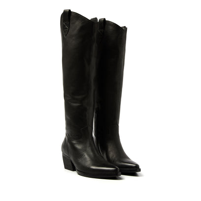 Allison Damen Hohe Leder-Stiefel Black