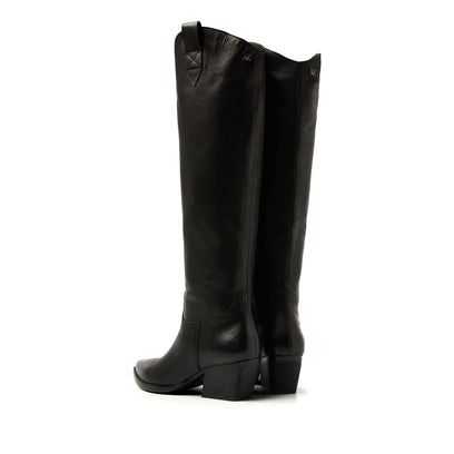 Allison Damen Hohe Leder-Stiefel Black