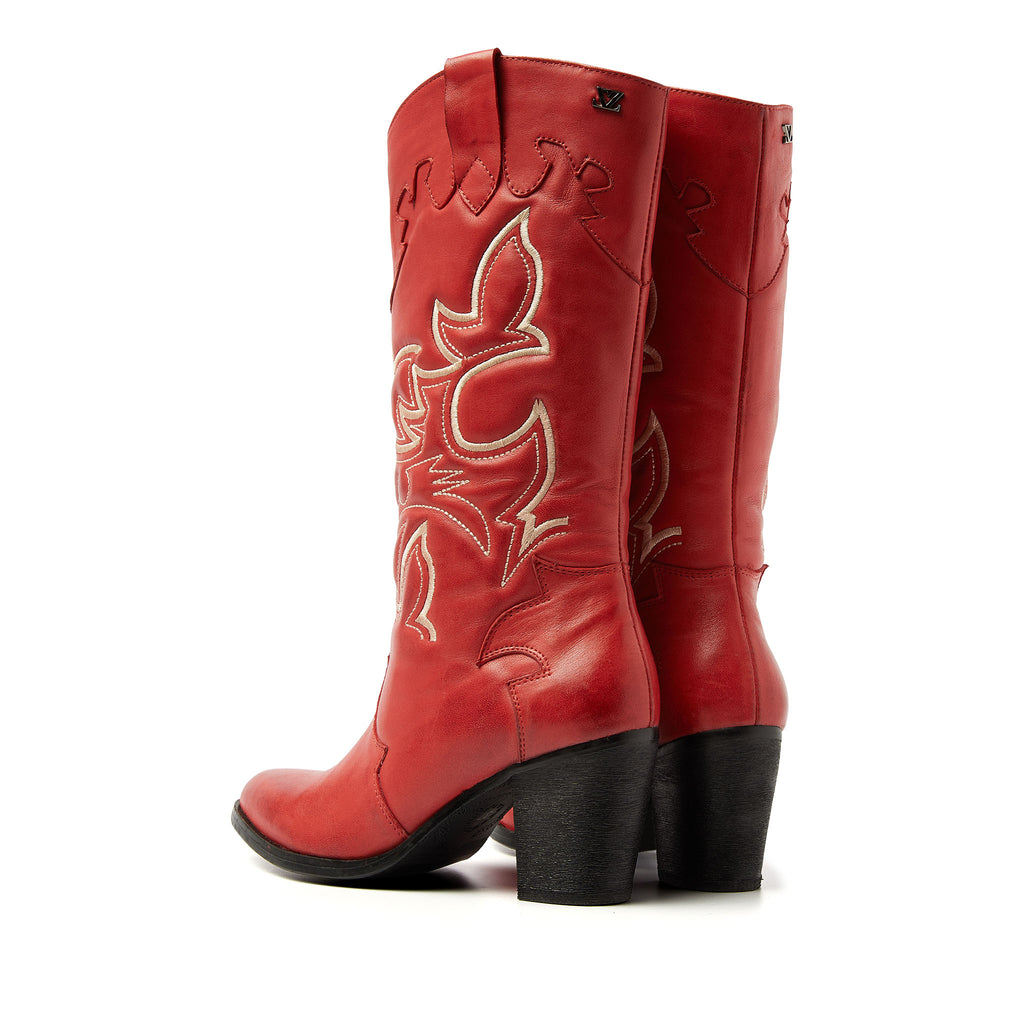 Ariane Damen Leder Cowboy-Stiefel Red