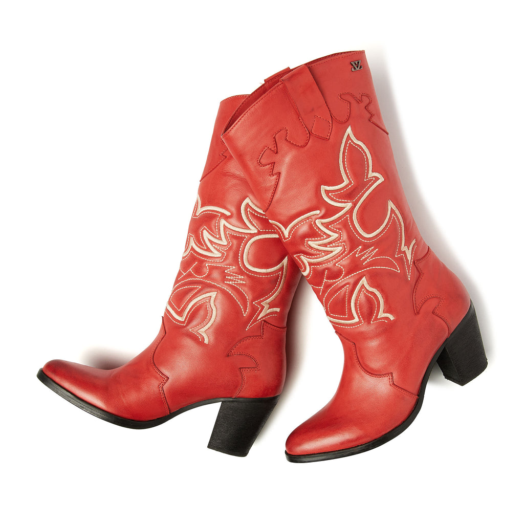 Ariane Damen Leder Cowboy-Stiefel Red