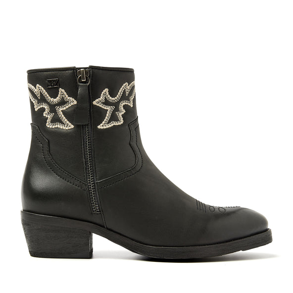 Solange Damen Leder Cowboy-Stiefeletten Black